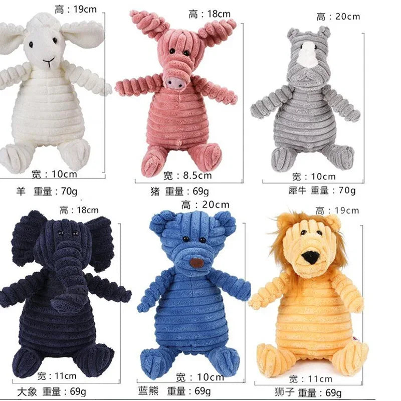 Corduroy Squeaky Plush Dog Toy - Bite-Resistant Animal Shapes