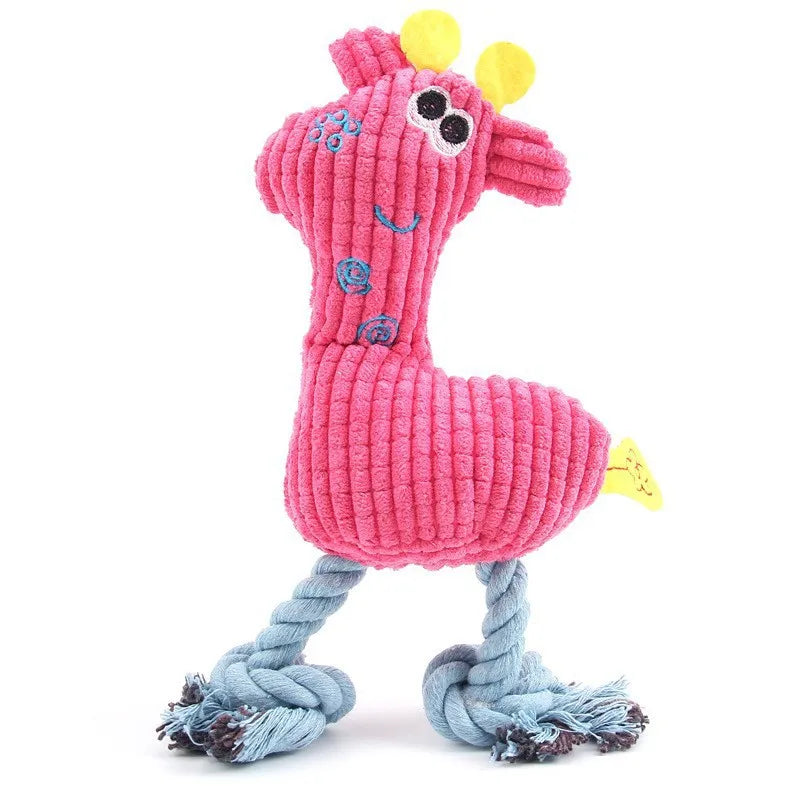 Plush Bone Squeaky Dog Toy for Teething and Play