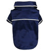 Navy blue luxury silk pet pajamas for dogs with white trim