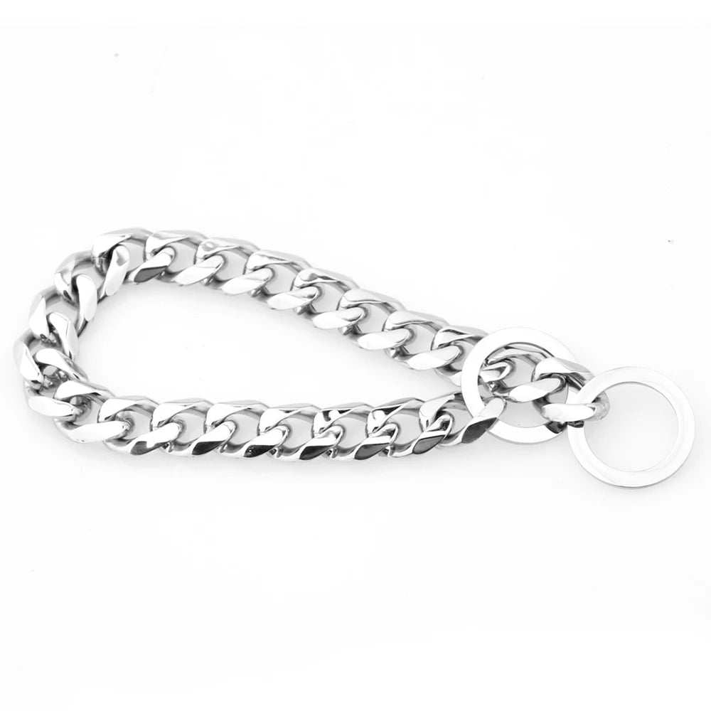 Polished Stainless Steel Slip Chain Dog Collar for Training and Walking