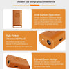 An orange portable ultrasonic dog bark deterrent device showing its one-button operation and curved back design.