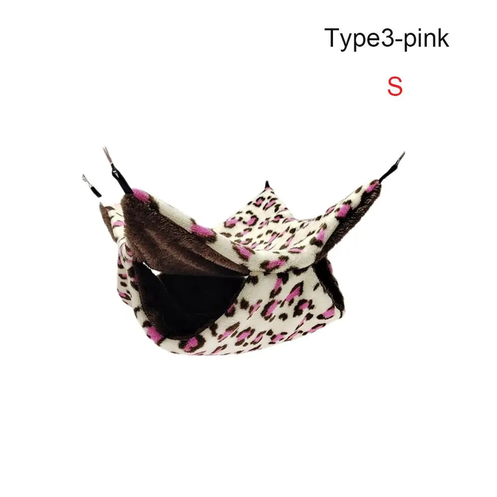 Columpio suave para mascotas talla S de color rosa Tipo 3 con estampado de leopardo.