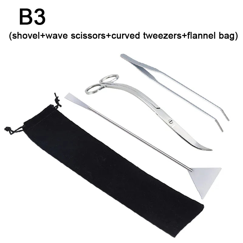 Stainless Steel Aquarium Tool Set with Scissors, Tweezers, and Shovel