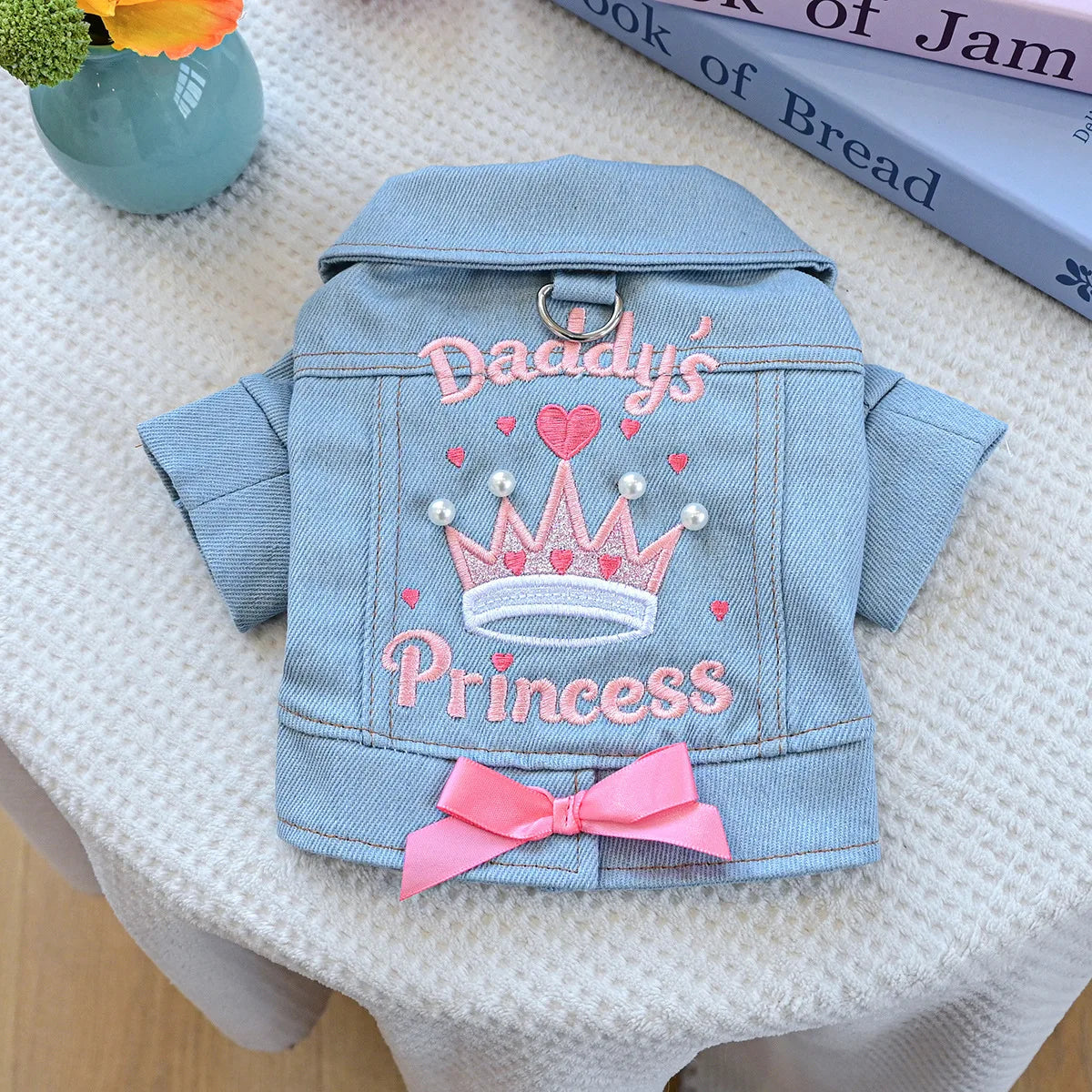 Charming Denim Jacket for Small Dogs with Playful Prints