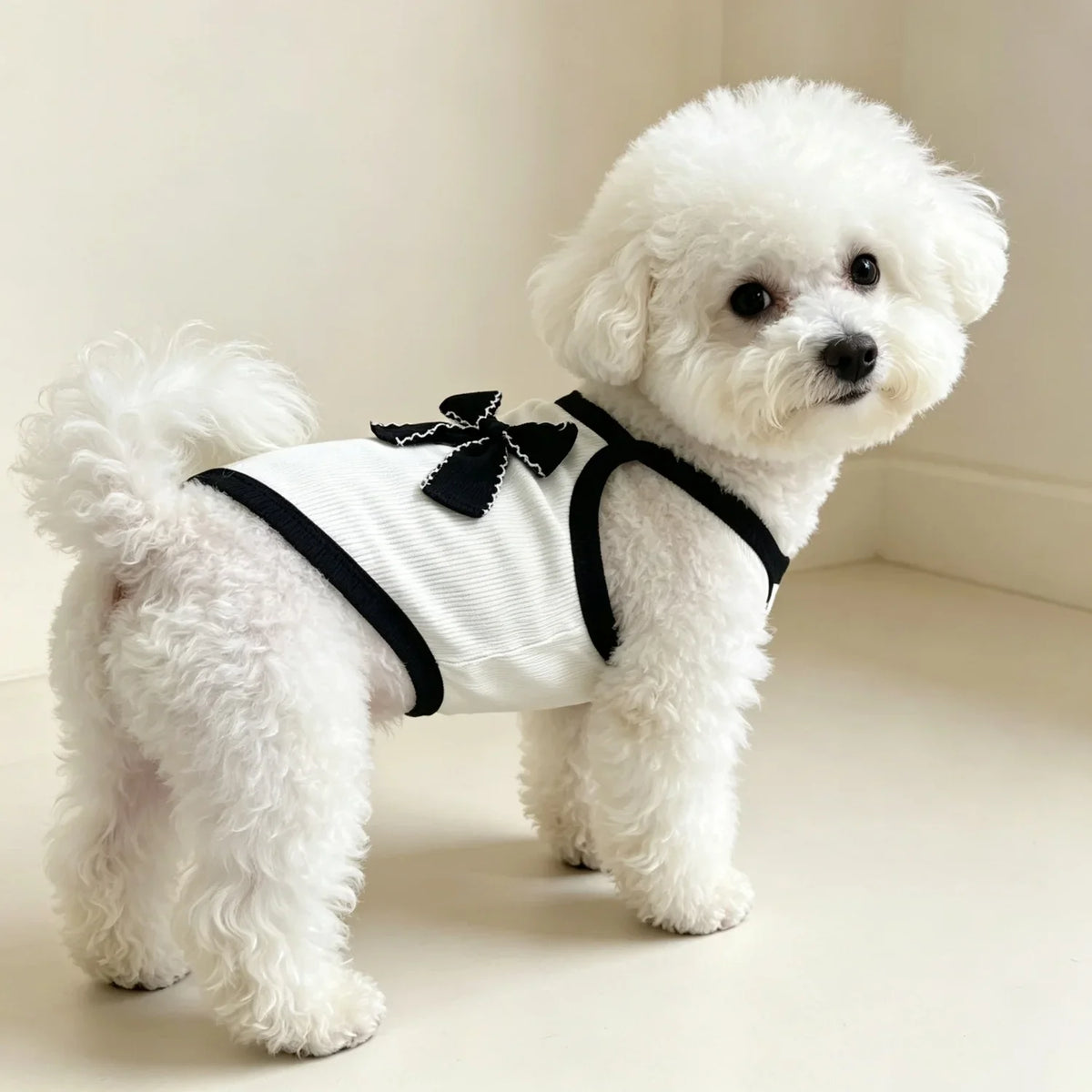 Ribbed Sleeveless Pet Vest with Bow Knot for Small Dogs and Cats