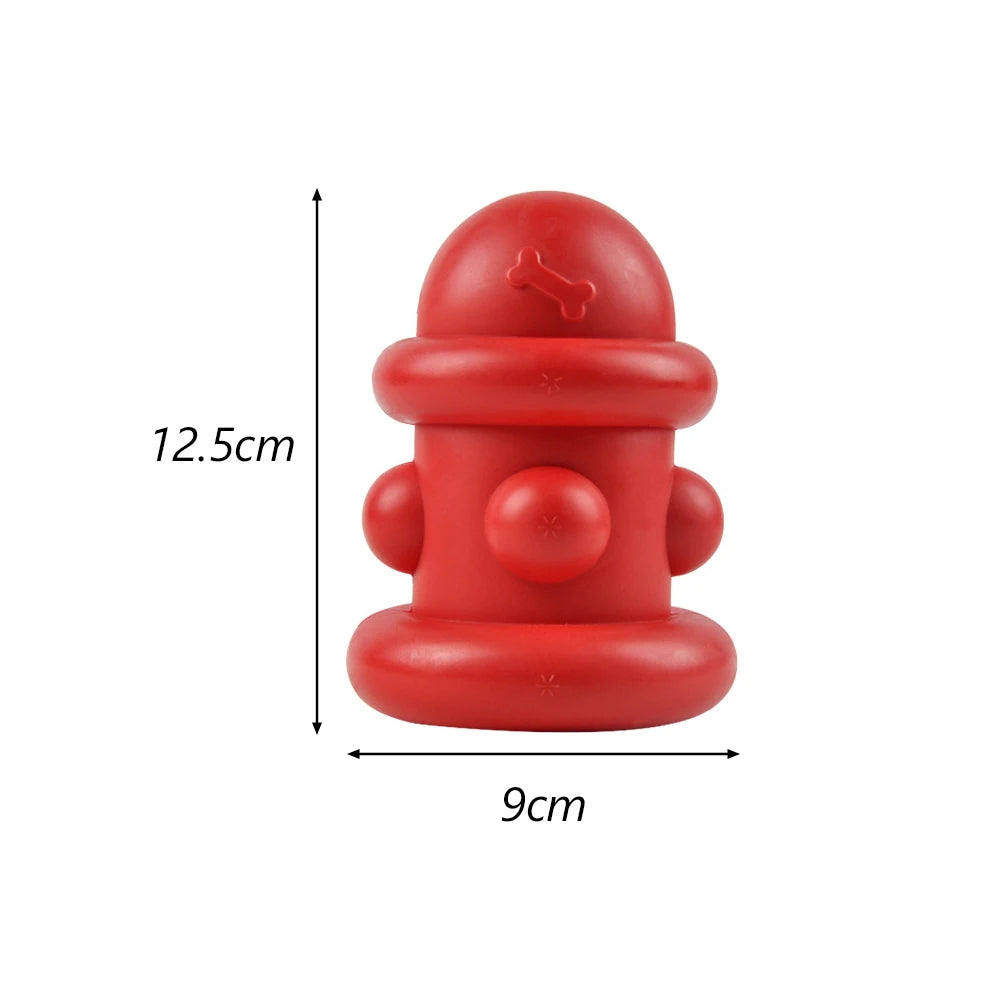 A bright red, durable bite-resistant dog chew toy shaped like a stylized bone.