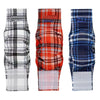 Three reusable washable dog belly bands for male dogs in plaid patterns