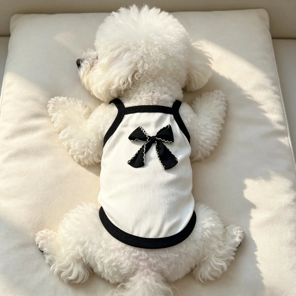 Ribbed Sleeveless Pet Vest with Bow Knot for Small Dogs and Cats