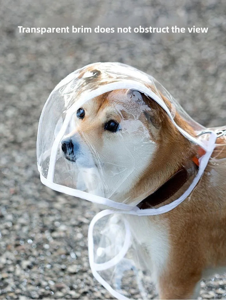 Clear Waterproof Dog Raincoat with Adjustable Hood