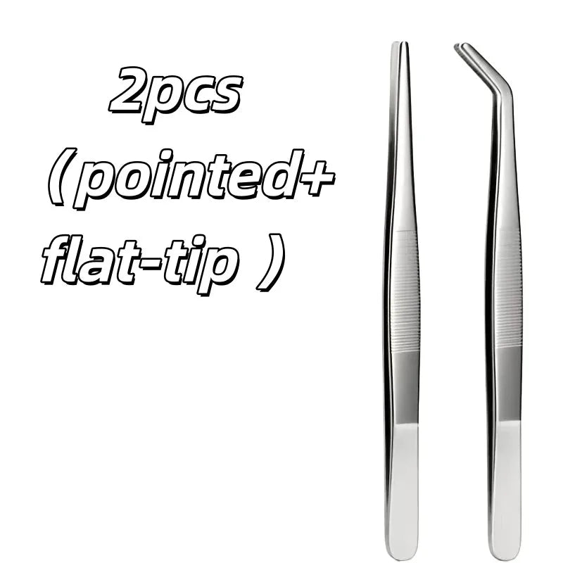 Precision Stainless Steel Tweezers Set – Straight & Curved Tips