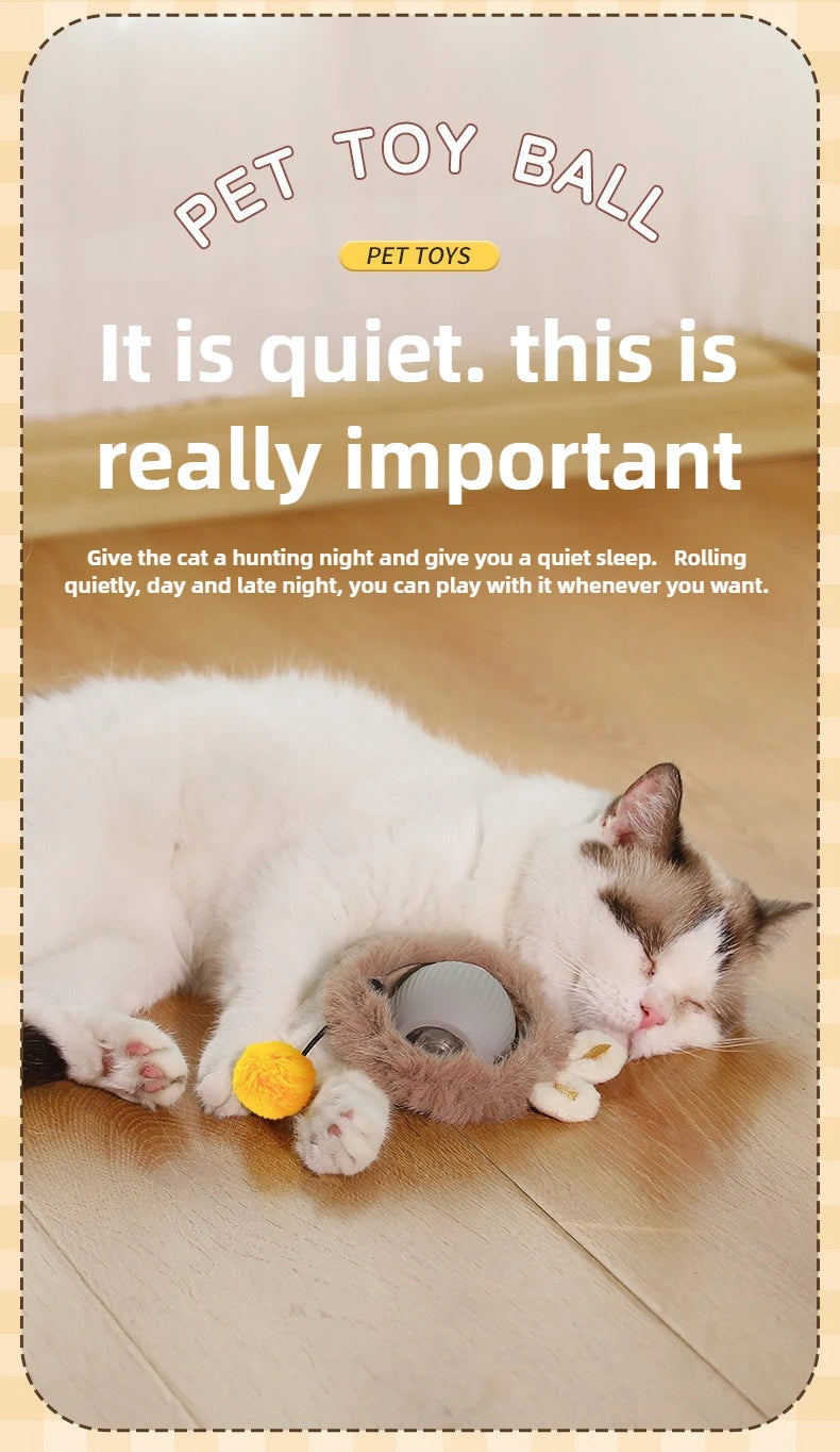 Interactive Automatic Rolling Cat Toy with Tail