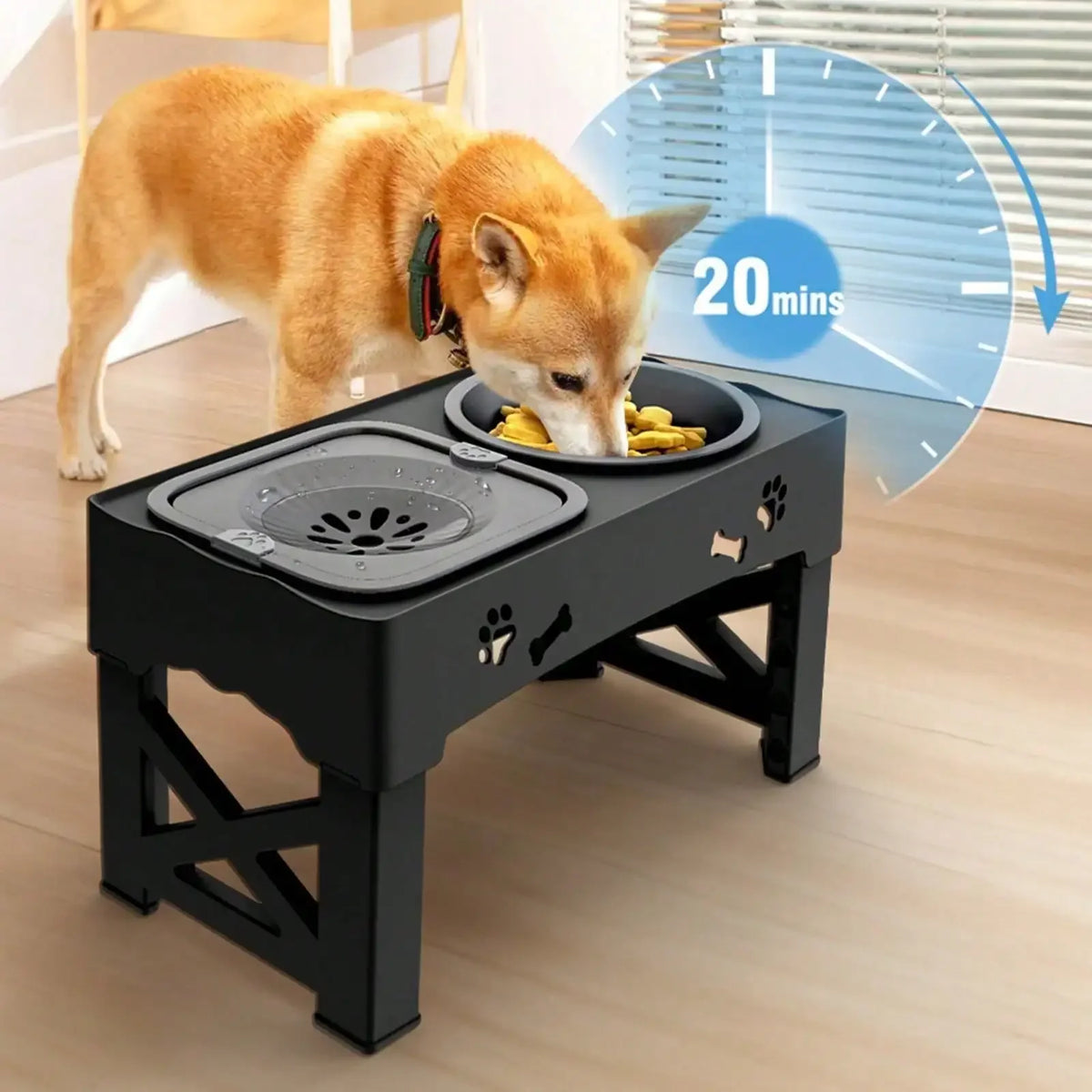 Adjustable Raised Dog Bowl Stand with Anti-Slip Feet