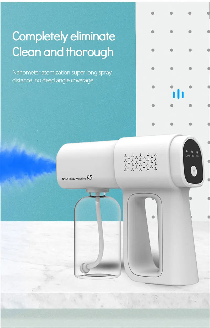 Portable Electric Nano Mist Sanitizing Sprayer Gun with Blue Light