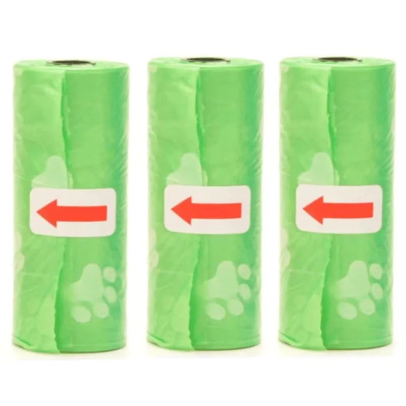 Disposable Dog Waste Bags with Bone-Shaped Dispenser and Leash Clip
