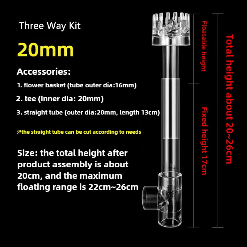 Clear Aquarium Skimmer with Acrylic Lily Pipe Inflow Outflow