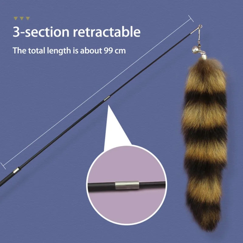 Jouet Baguette Plumes pour Chat Extensible avec Queue de Renard