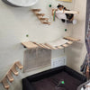Wall-Mounted Wooden Cat Climbing Set with Sisal Scratching Post and Hammock