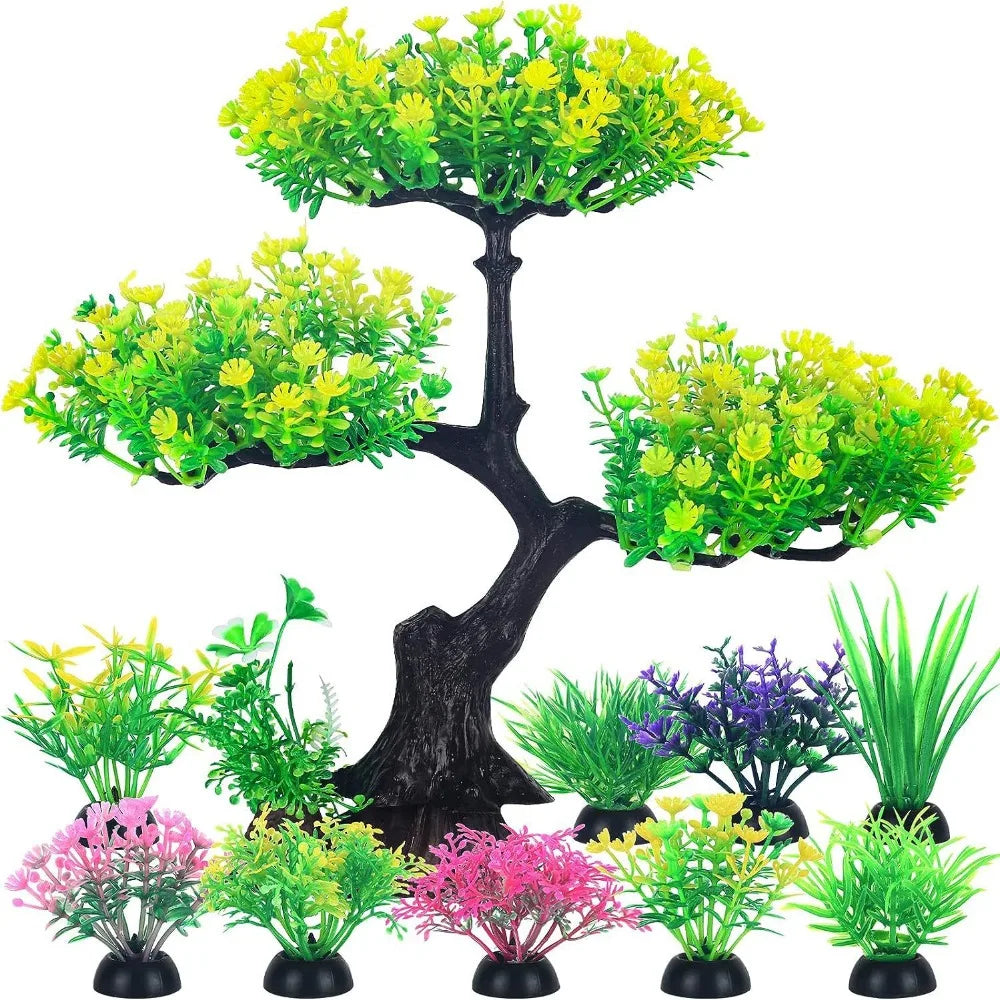 Lifelike Artificial Aquarium Plants – Set of 10