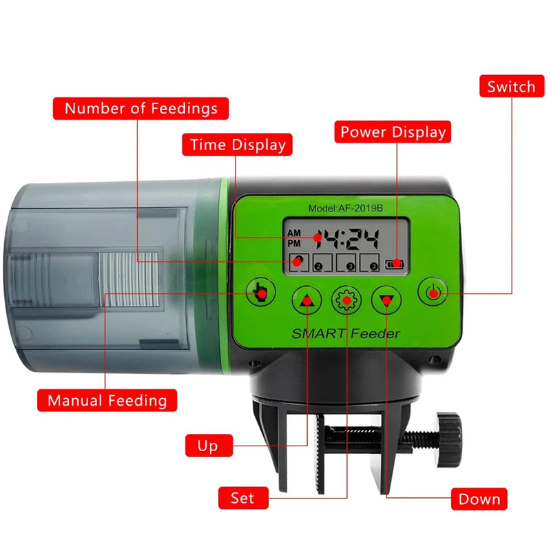 Automatischer Aquarium-Futterautomat mit LCD-Timer