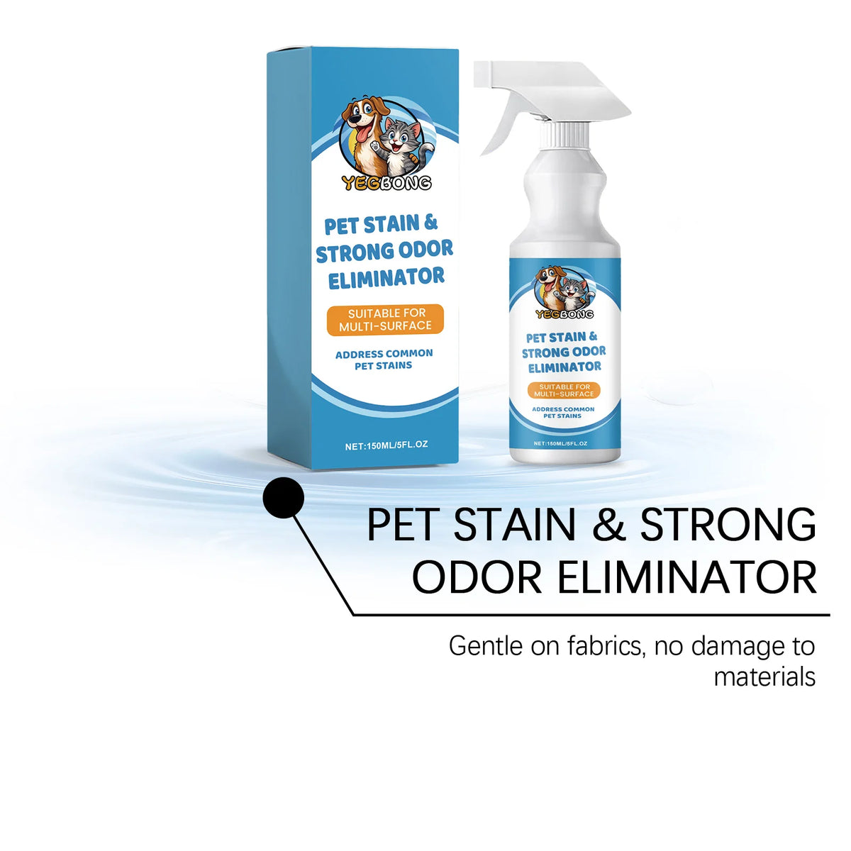 Pet Stain & Odor Remover Spray – Multi-Surface Cleaner for Carpets, Fabric & Furniture
