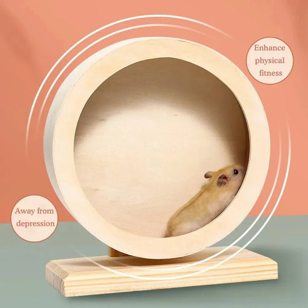 Hamster Wooden Running Wheel with Cork Pad