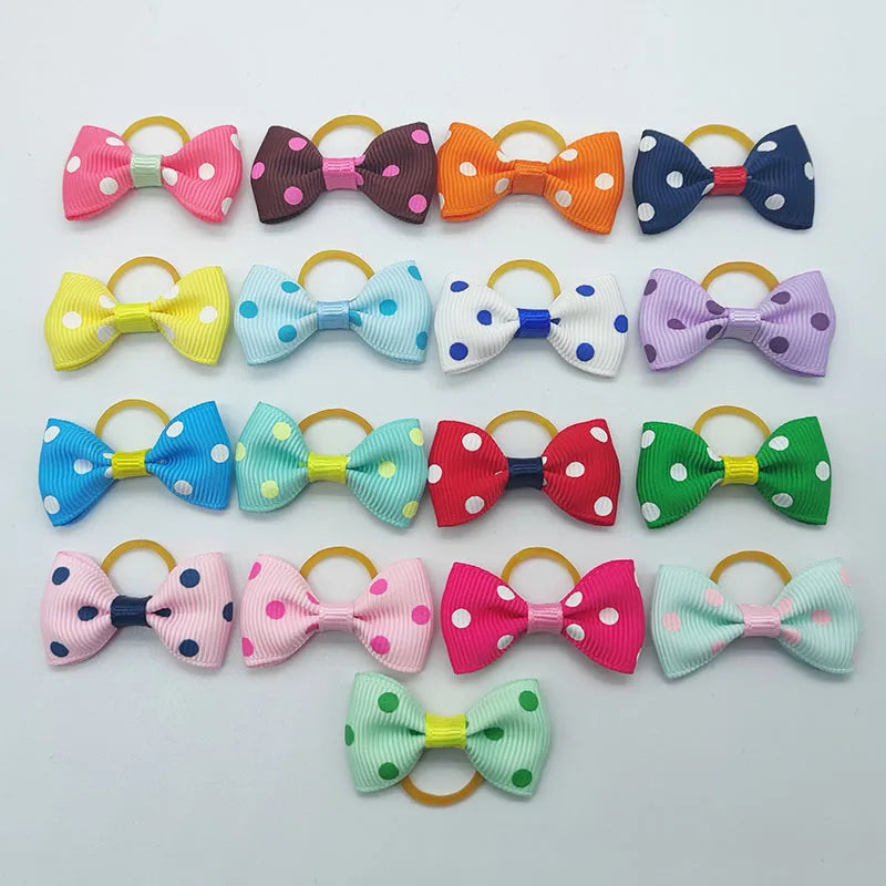 Pet Hair Bows with Elastic Bands (100-Pack)