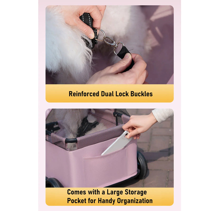 Foldable Pet Stroller with Sun Canopy