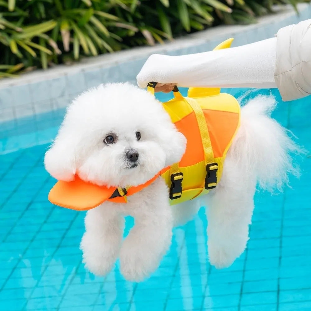Shark-Shaped Dog Life Vest with High-Visibility Safety Features