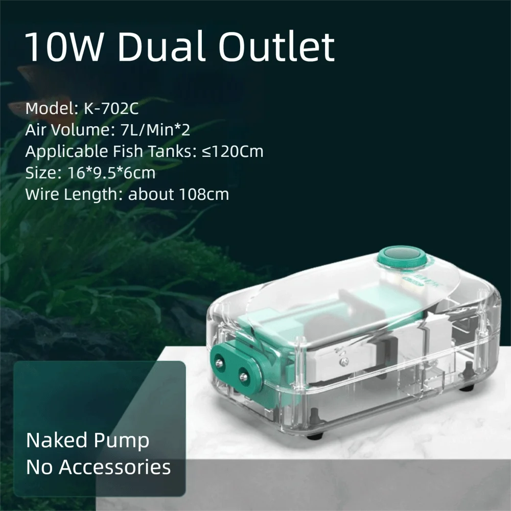 Ultra-Quiet Aquarium Air Pump with Adjustable Flow
