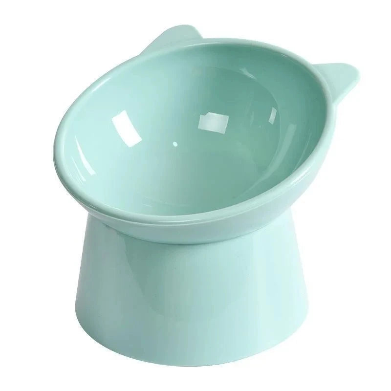 A light blue pet feeding bowl with an anti-spill design, shown from above.
