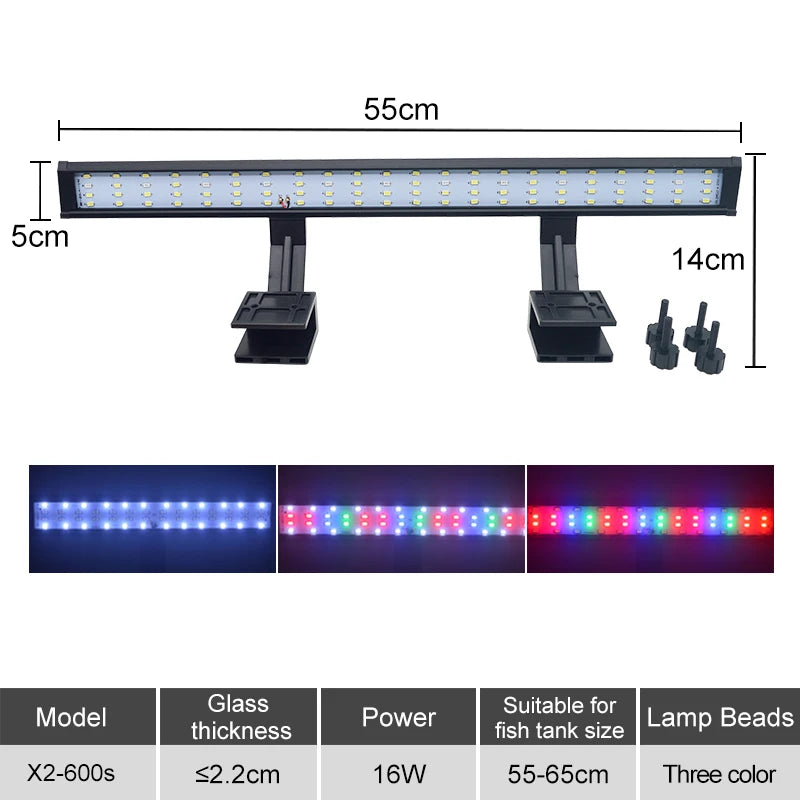 Lampe LED à clipser pour aquarium, fine, idéale pour la croissance des plantes