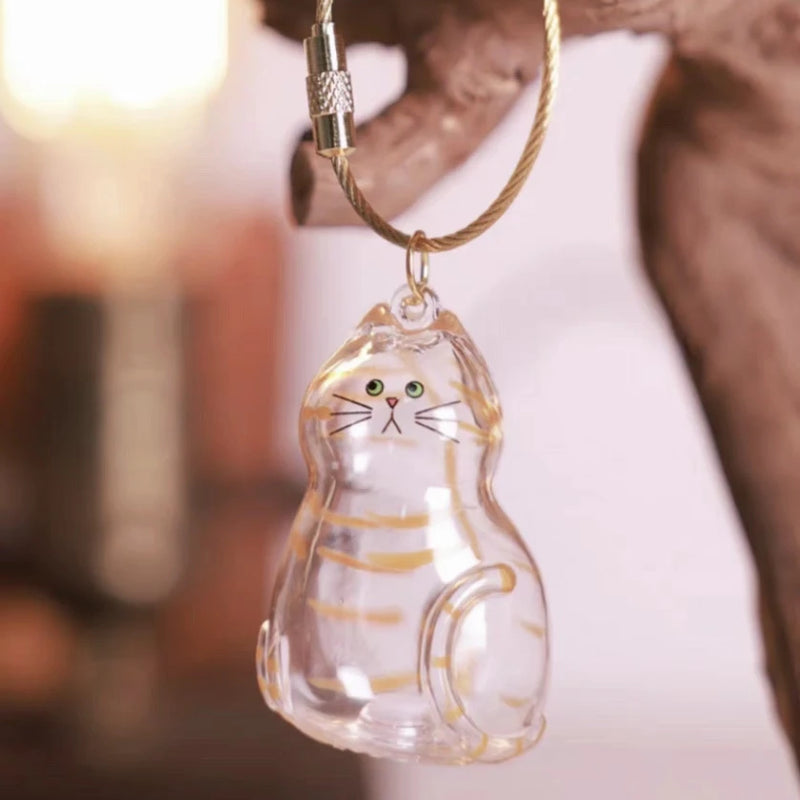 Porte-clés Chat Roux avec Compartiment de Rangement pour Cheveux