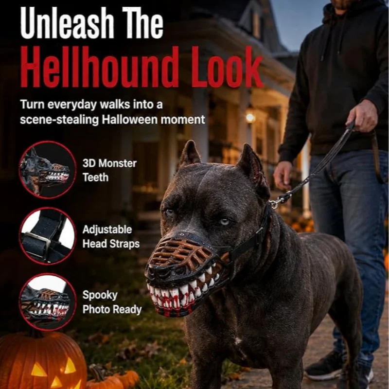 Scary Dog Muzzle Costume Mask with Fake Teeth
