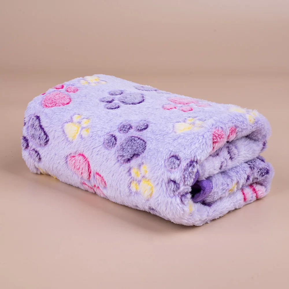 Paw Print Fleece Pet Blanket for Dogs and Cats