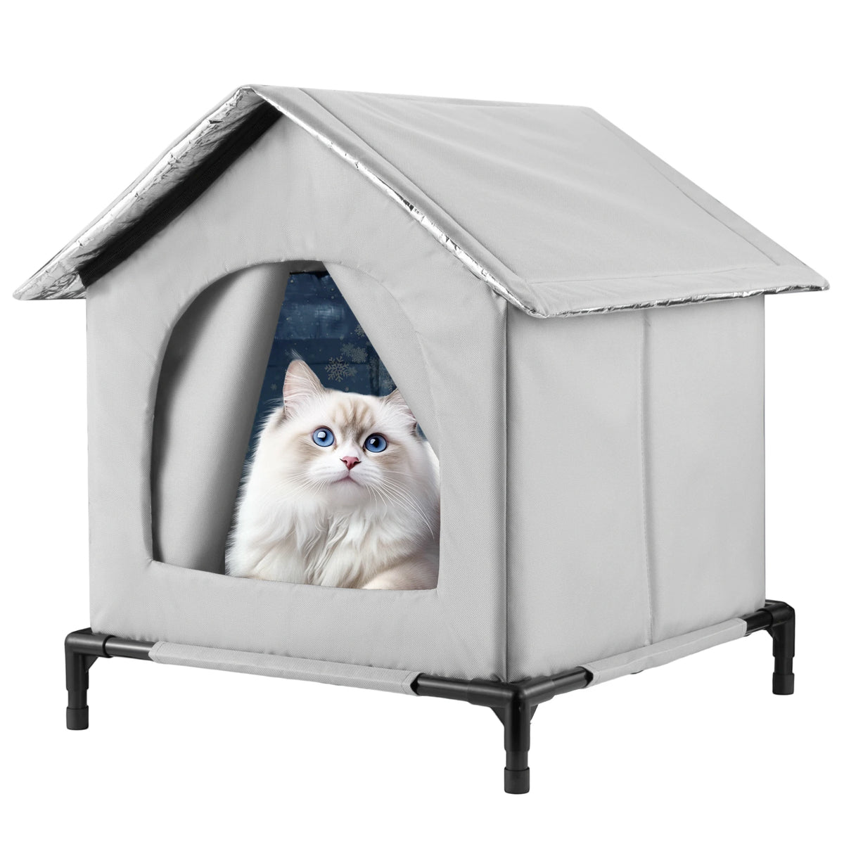 All-Season Waterproof Foldable Cat House with Cooling & Warming Features