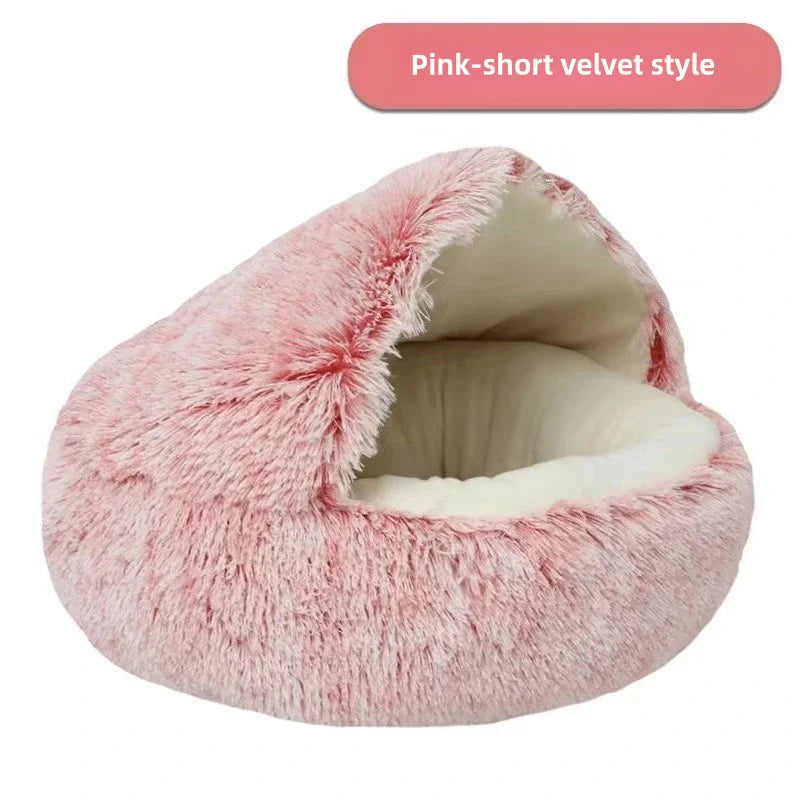 Lit Semi-Ouvert en Peluche pour Chats et Chiens