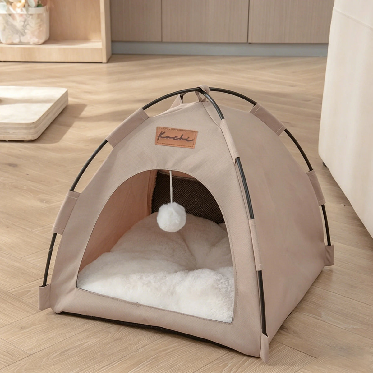 Foldable Semi-Enclosed Pet Tent Bed for Small Dogs and Cats