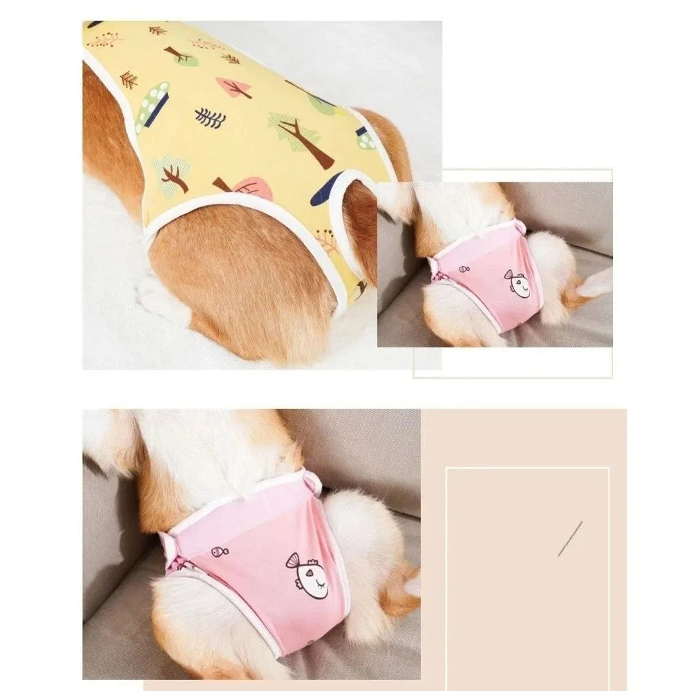 Adjustable Washable Dog Sanitary Pants with Shoulder Straps