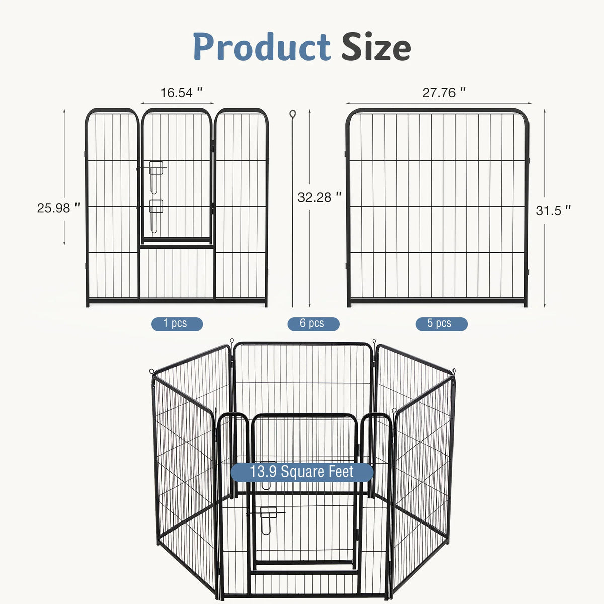 Foldable Metal Dog Playpen with Door - Indoor & Outdoor Pet Fence
