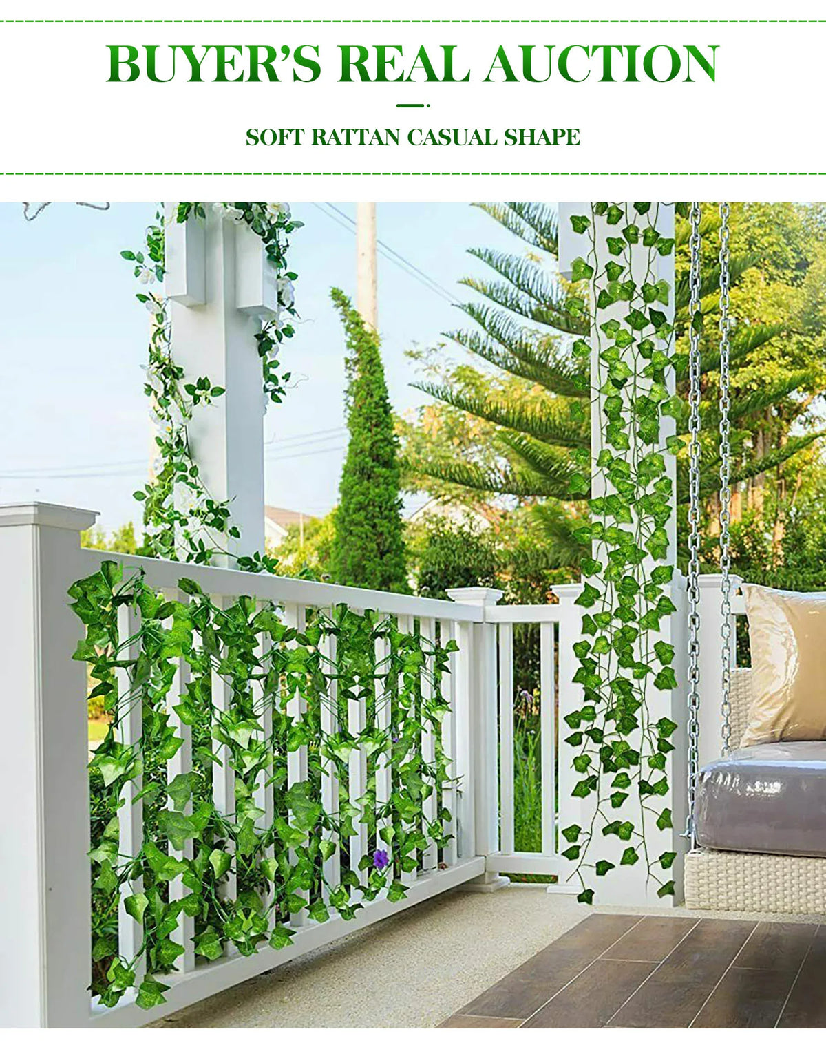 Artificial Ivy Vine Garland – 2.3m Hanging Silk Leaf Decor