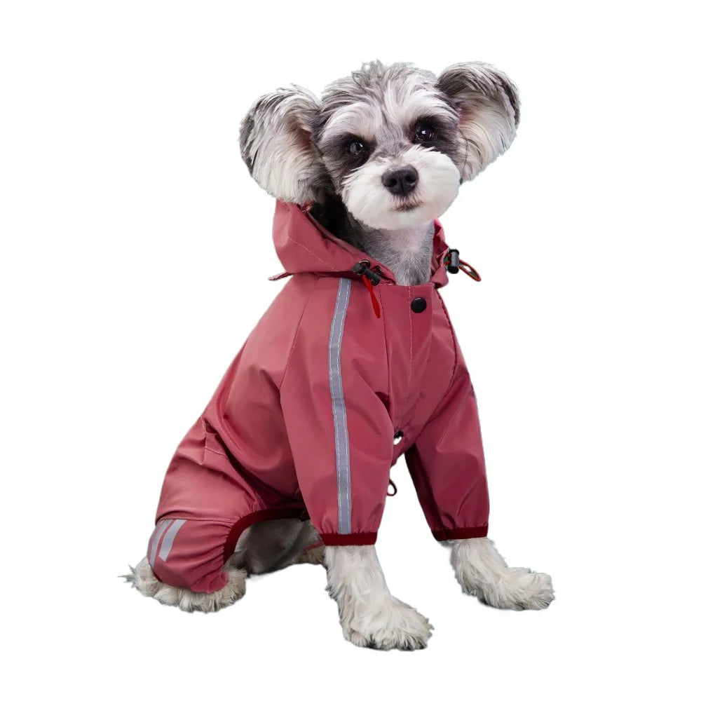 Waterproof Dog Raincoat with Reflective Hood and Leash Opening