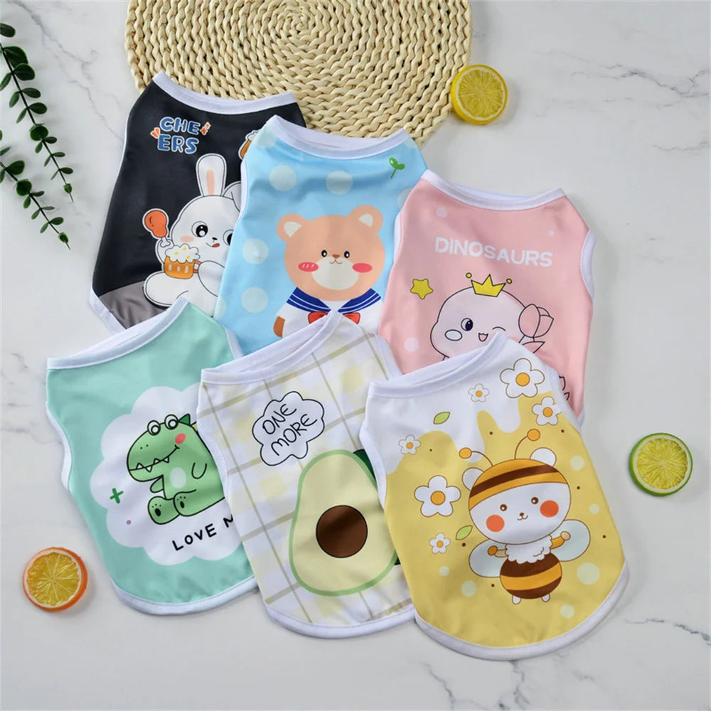 Cute Print Dog Vest Shirt for Small Breeds – Spring & Summer Pet Apparel