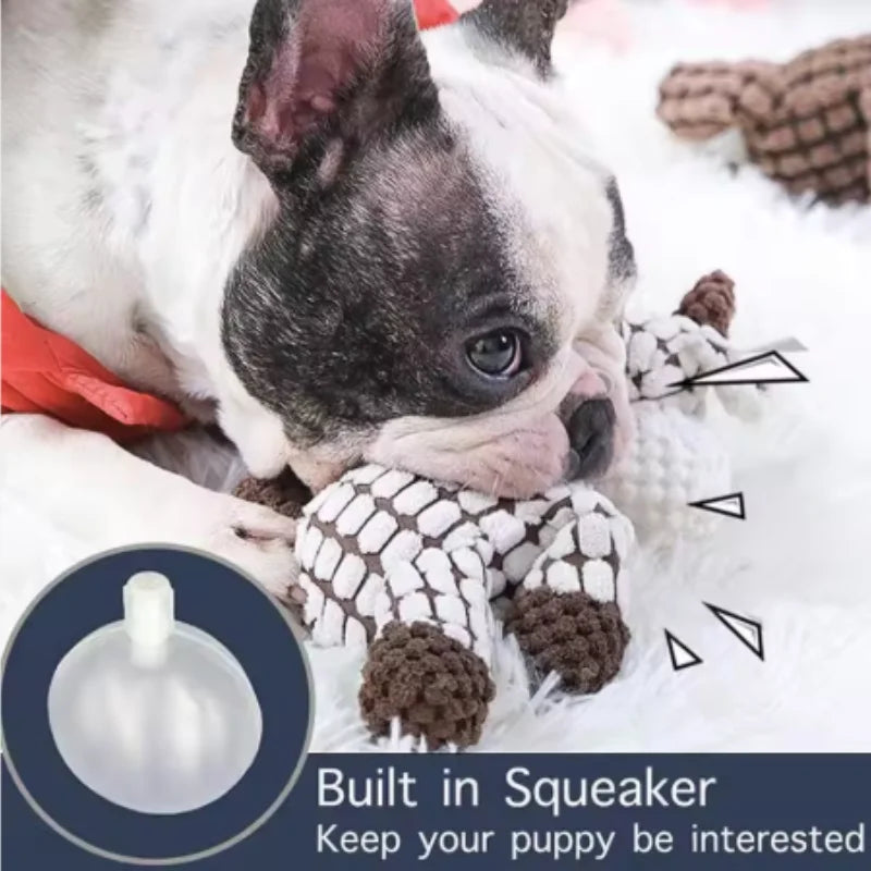 Plush Squeaky Donkey Dog Toy for Teething and Interactive Play