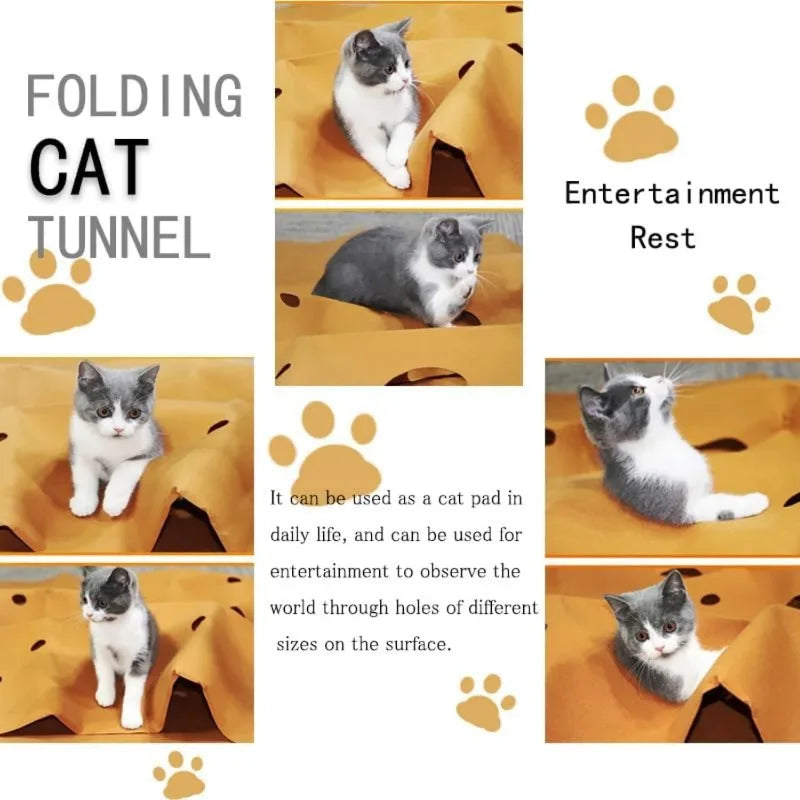 Foldable Cat Play Tunnel & Activity Mat