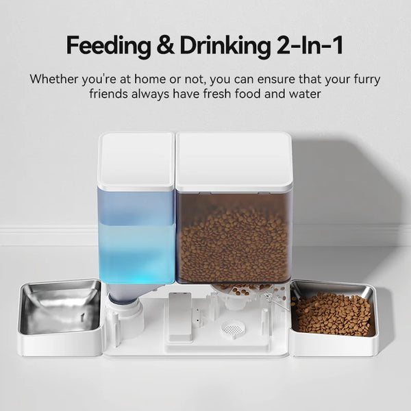 ROJECO Automatic Pet Feeder Water Fountain 2 in 1