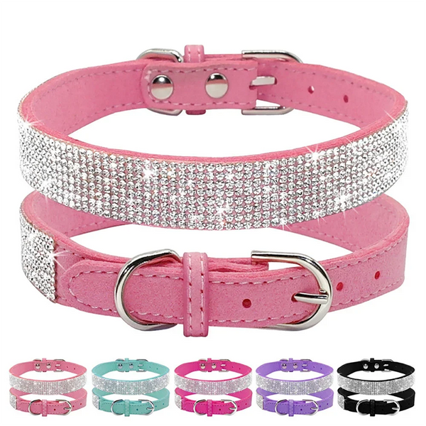 Kristall-Straß-Halsband aus Leder