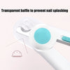 A transparent baffle is shown attached to an LED pet nail clipper for cats and dogs.