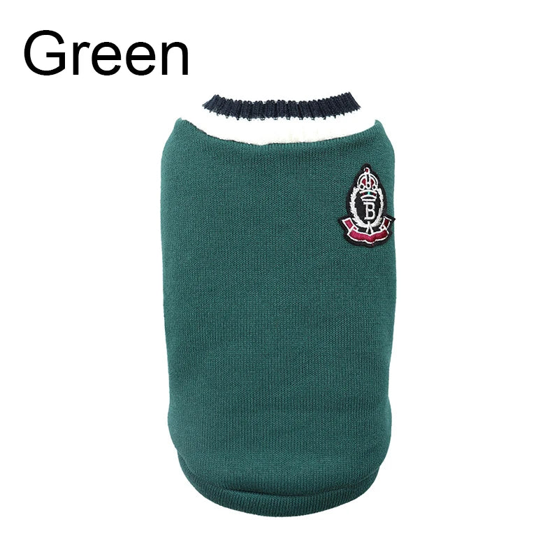Classic V-Neck Knit Pet Sweater for Small Dogs & Cats