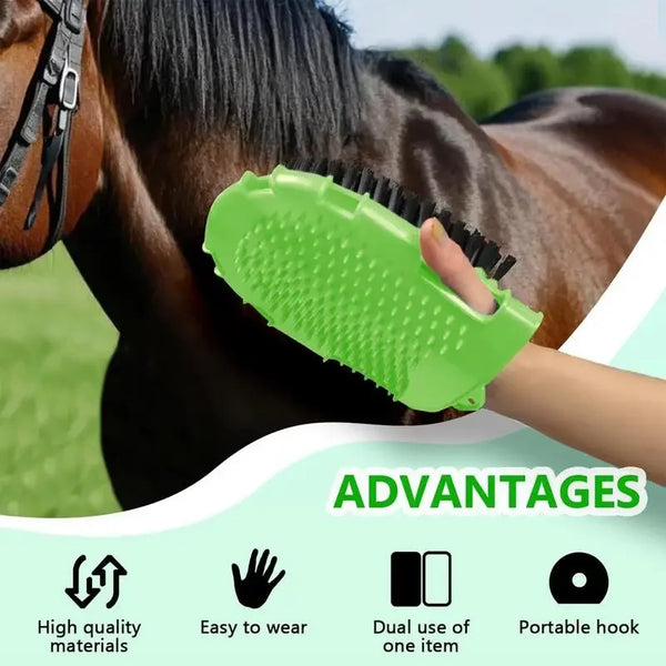 Double-Sided Horse Grooming Glove Brush for Bathing