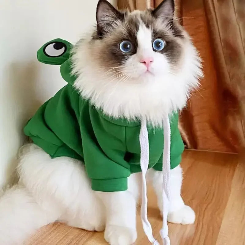 Frog-Shaped Hoodie for Dogs and Cats